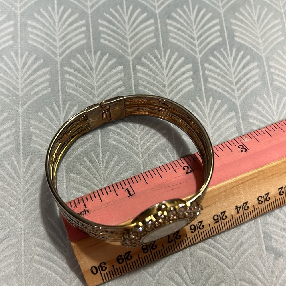 Kristine stainless steel back gold braided bracelet cuff watch - Picture 15 of 16